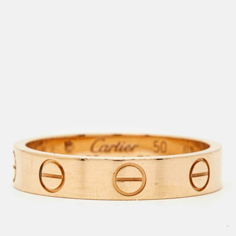 Pre Owned Cartier Love 18k Rose Gold Wedding Band Ring Size 50