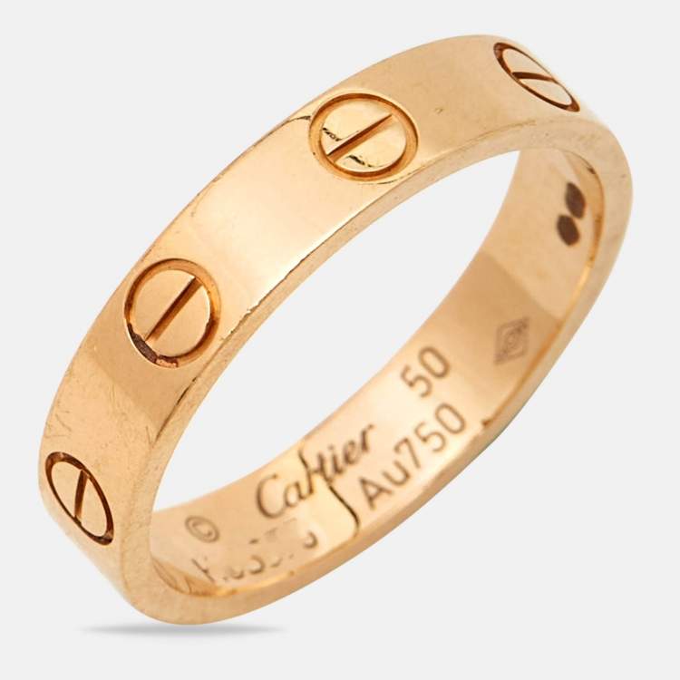 Pre Owned Cartier Love 18k Rose Gold Wedding Band Ring Size 50