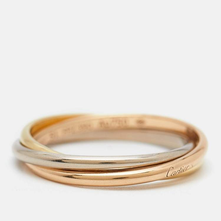 Pre Owned Cartier Trinity 18k Three Tone Gold XS Model Ring Size 51