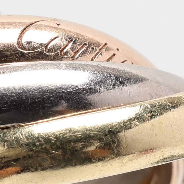 Pre Owned Cartier Trinity 18K Yellow Rose and White Gold Ring EU 50