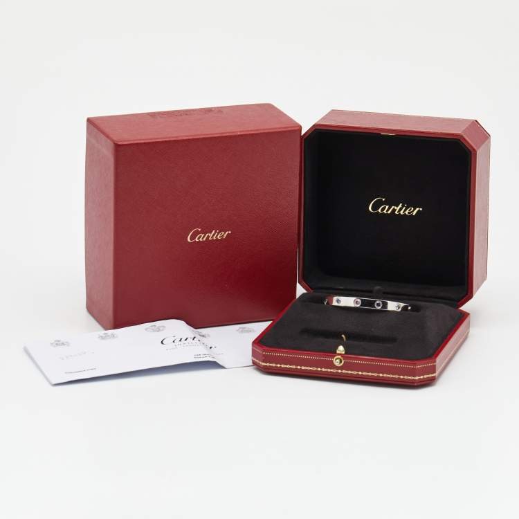 Pre Owned Cartier Love Multi Gemstone 18k White Gold Bracelet 16 
