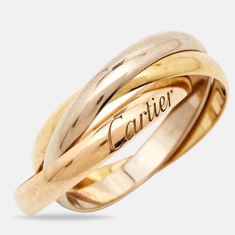 Pre Owned Cartier Trinity 18k Three Tone Gold Ring Size 52