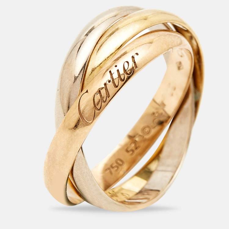Pre Owned Cartier Trinity 18k Three Tone Gold Ring Size 52