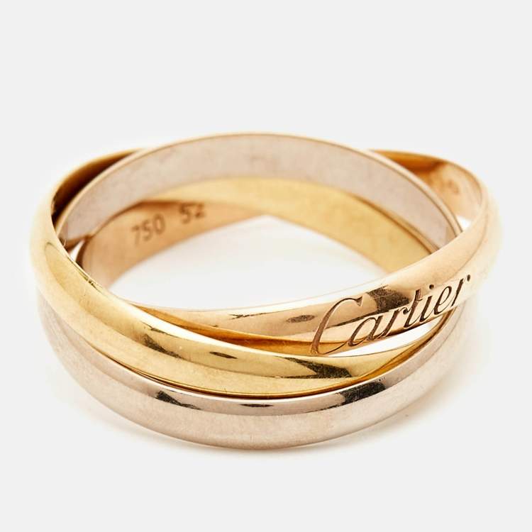 Pre Owned Cartier Trinity 18k Three Tone Gold Ring Size 52