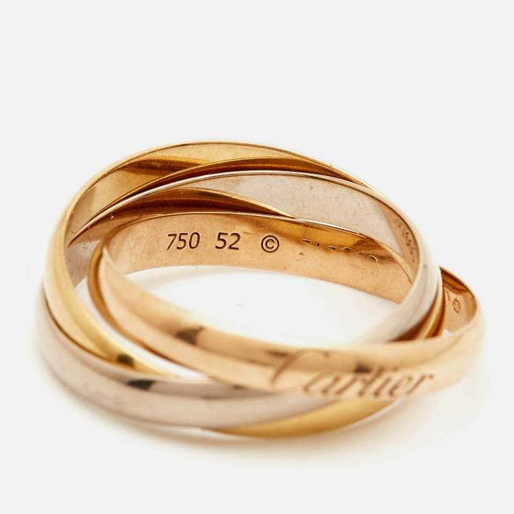 Pre Owned Cartier Trinity 18k Three Tone Gold Ring Size 52