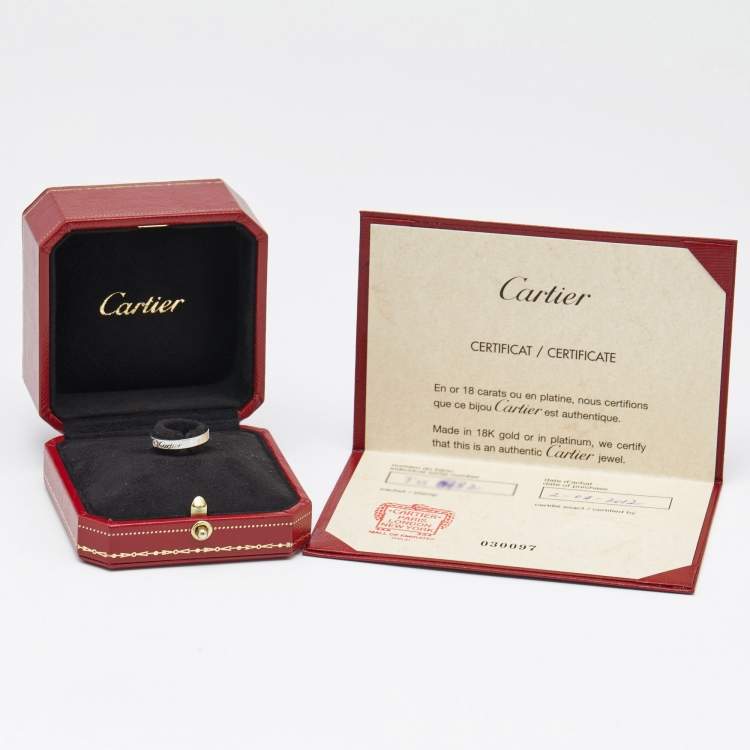 Pre Owned Cartier C De Cartier Diamond Platinum Ring Size 50