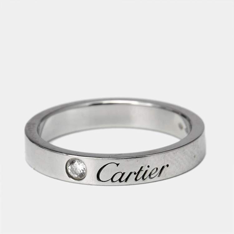 Pre Owned Cartier C De Cartier Diamond Platinum Ring Size 50