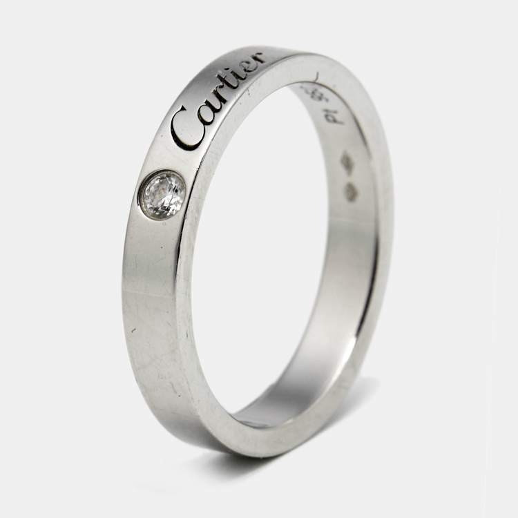 Pre Owned Cartier C De Cartier Diamond Platinum Ring Size 50
