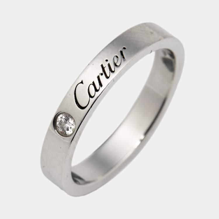 Pre Owned Cartier C De Cartier Diamond Platinum Ring Size 50