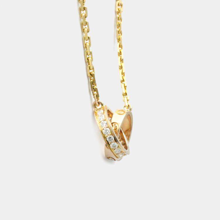 Pre Owned Cartier 18K Yellow Gold and Diamond Love Pendant Necklace