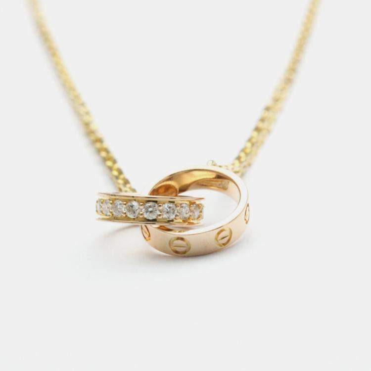 Pre Owned Cartier 18K Yellow Gold and Diamond Love Pendant Necklace