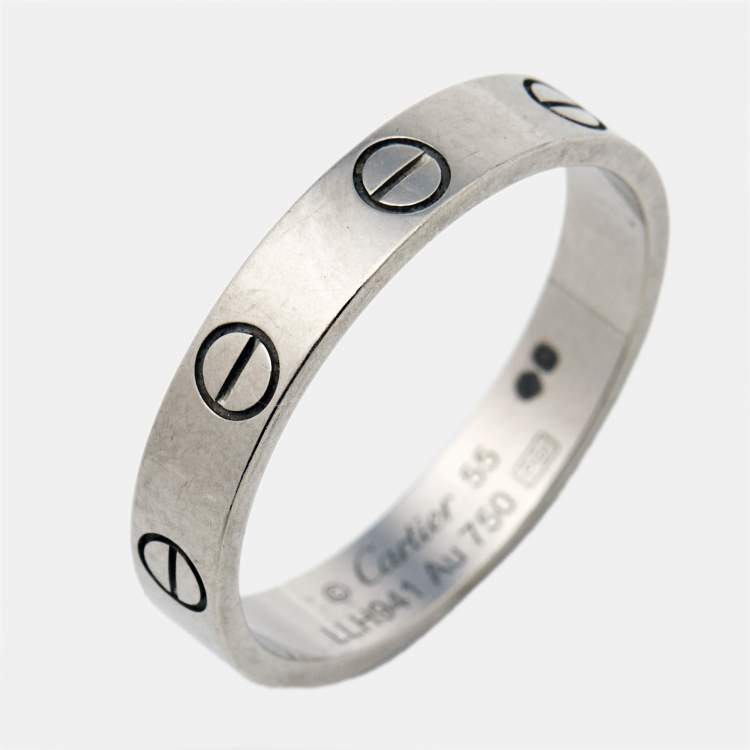 Pre Owned Cartier Love 18k White Gold Wedding Band Ring Size 55