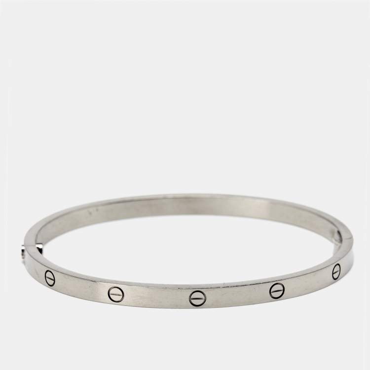 Pre Owned Cartier Love 18k White Gold Small Model Bracelet 16