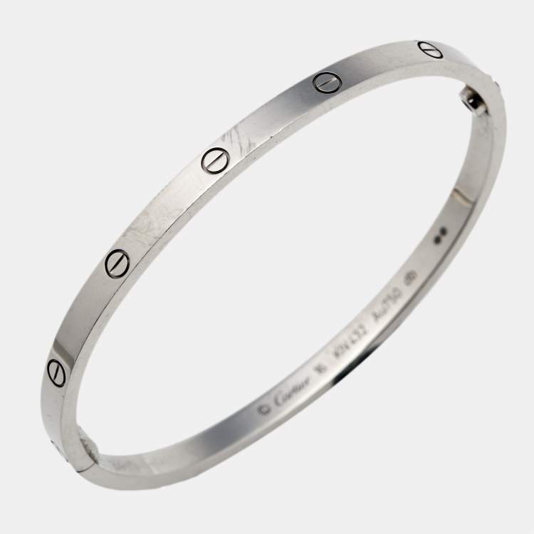 Pre Owned Cartier Love 18k White Gold Small Model Bracelet 16