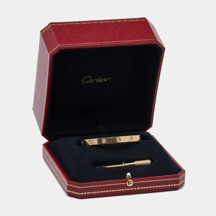 Pre Owned Cartier Love 10 Diamonds 18k Rose Gold Bracelet 17