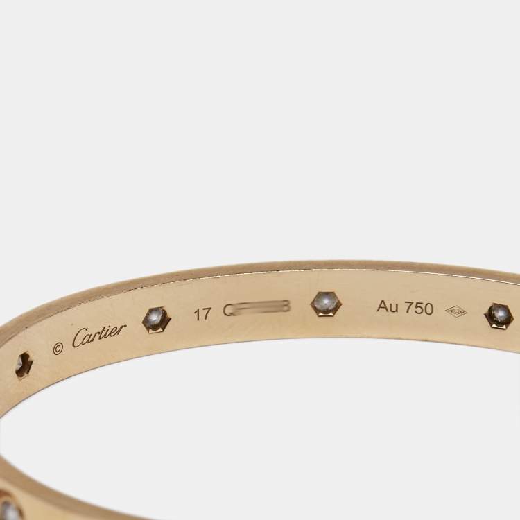 Pre Owned Cartier Love 10 Diamonds 18k Rose Gold Bracelet 17
