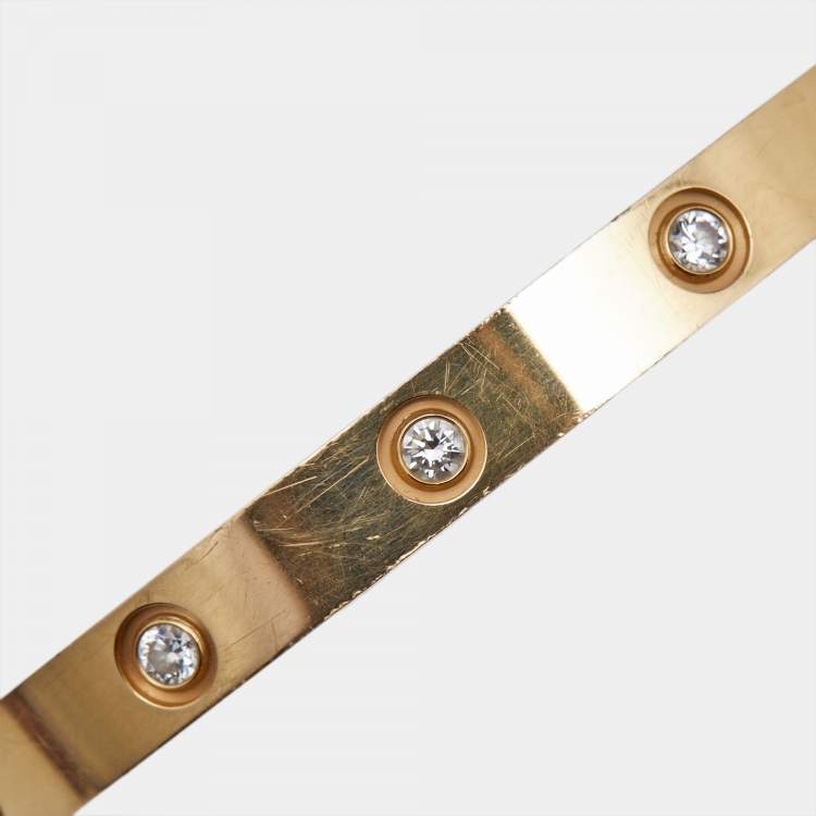 Pre Owned Cartier Love 10 Diamonds 18k Rose Gold Bracelet 17