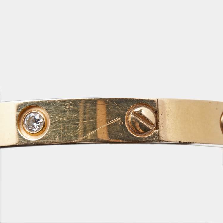 Pre Owned Cartier Love 10 Diamonds 18k Rose Gold Bracelet 17