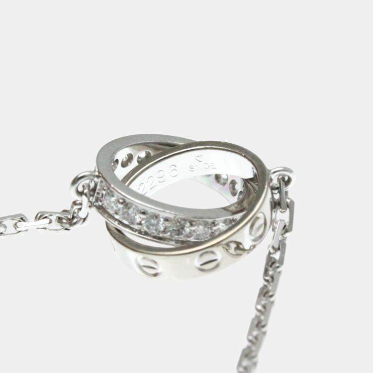 Pre Owned Cartier 18K White Gold and Diamond Love Pendant Necklace