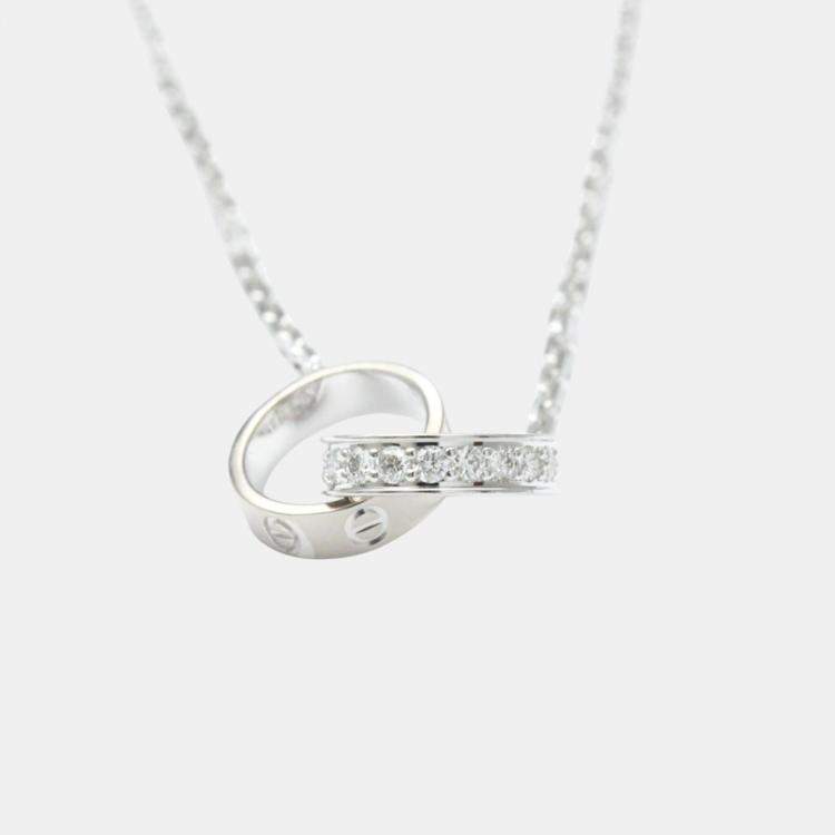 Pre Owned Cartier 18K White Gold and Diamond Love Pendant Necklace