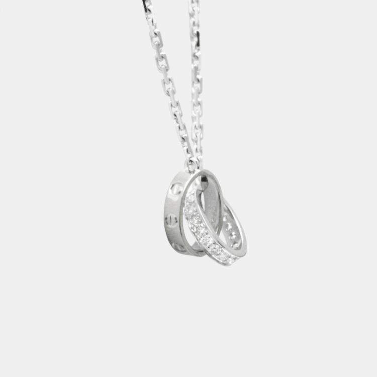 Pre Owned Cartier 18K White Gold and Diamond Love Pendant Necklace