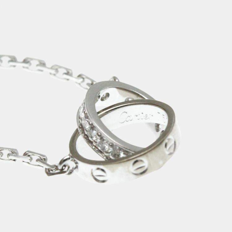 Pre Owned Cartier 18K White Gold and Diamond Love Pendant Necklace