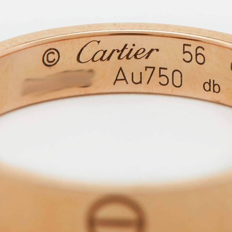Pre Owned Cartier Love 18k Rose Gold Wedding Band Ring Size 56