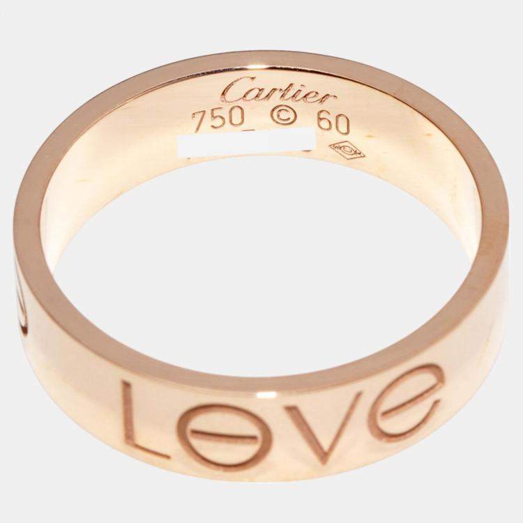 Pre Owned Cartier 18K Rose Gold Love Band Ring EU 60