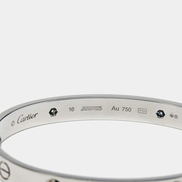 Pre Owned Cartier Love 4 Diamond 18k White Gold Bracelet 16
