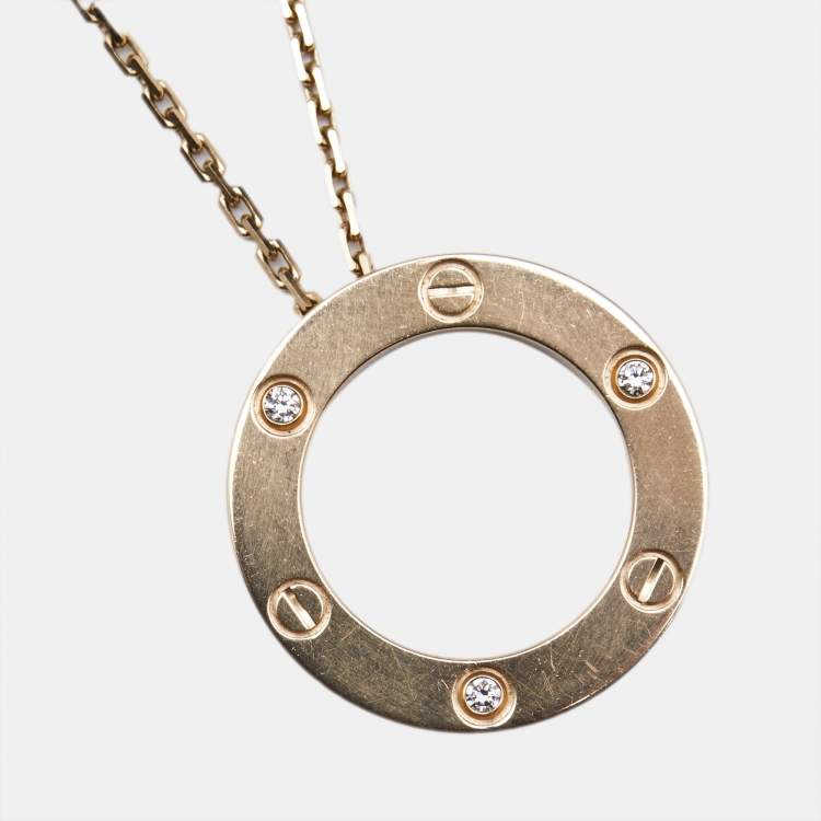 مملوكة مسبقًا Cartier Love 3 Diamonds 18k Rose Gold Necklace