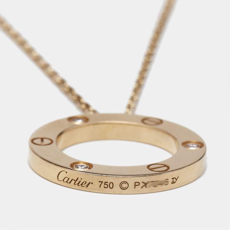 مملوكة مسبقًا Cartier Love 3 Diamonds 18k Rose Gold Necklace