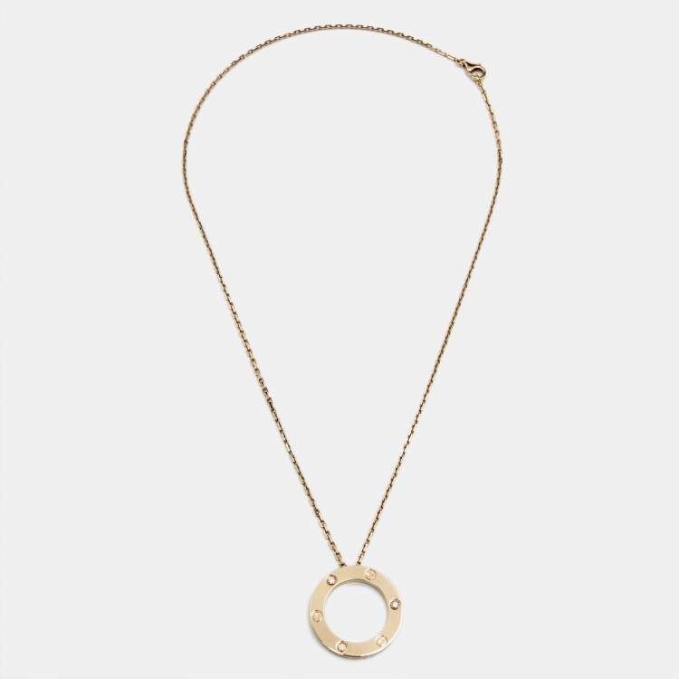 مملوكة مسبقًا Cartier Love 3 Diamonds 18k Rose Gold Necklace