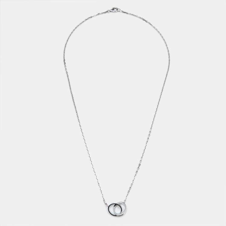 Pre Owned Cartier Love Interlocking  Diamonds 18k White Gold Necklace