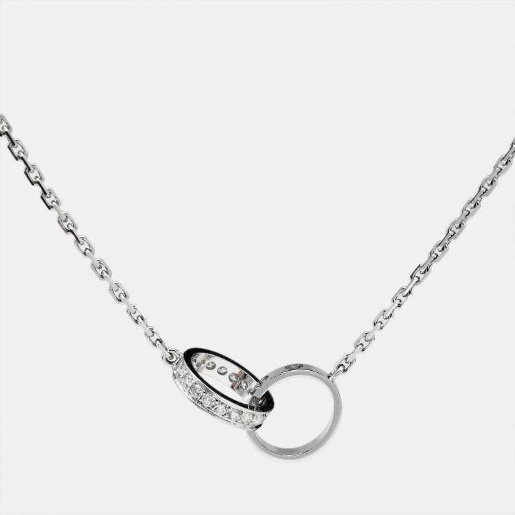 Pre Owned Cartier Love Interlocking  Diamonds 18k White Gold Necklace