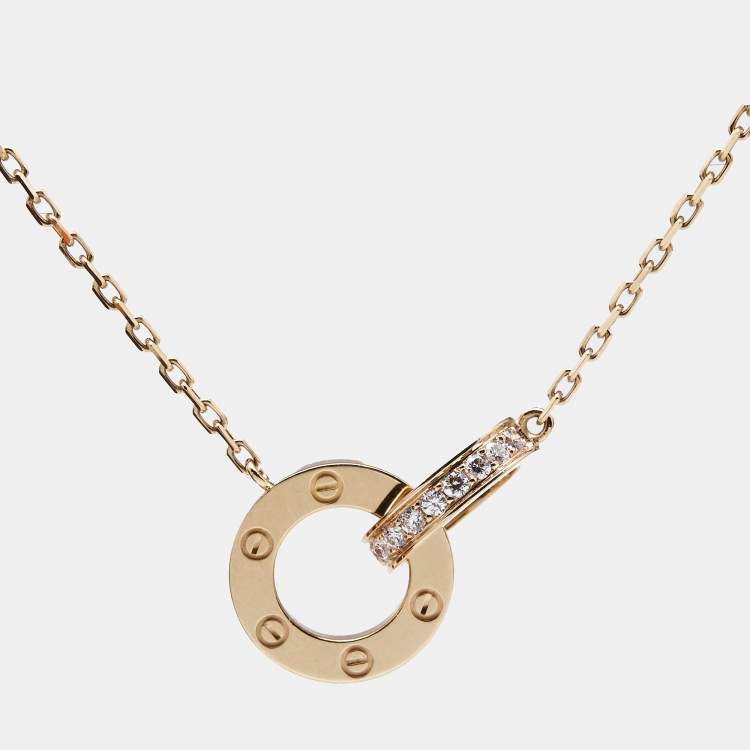 مملوكة مسبقًا Cartier Love Interlocking Diamonds 18k Rose Gold Necklace