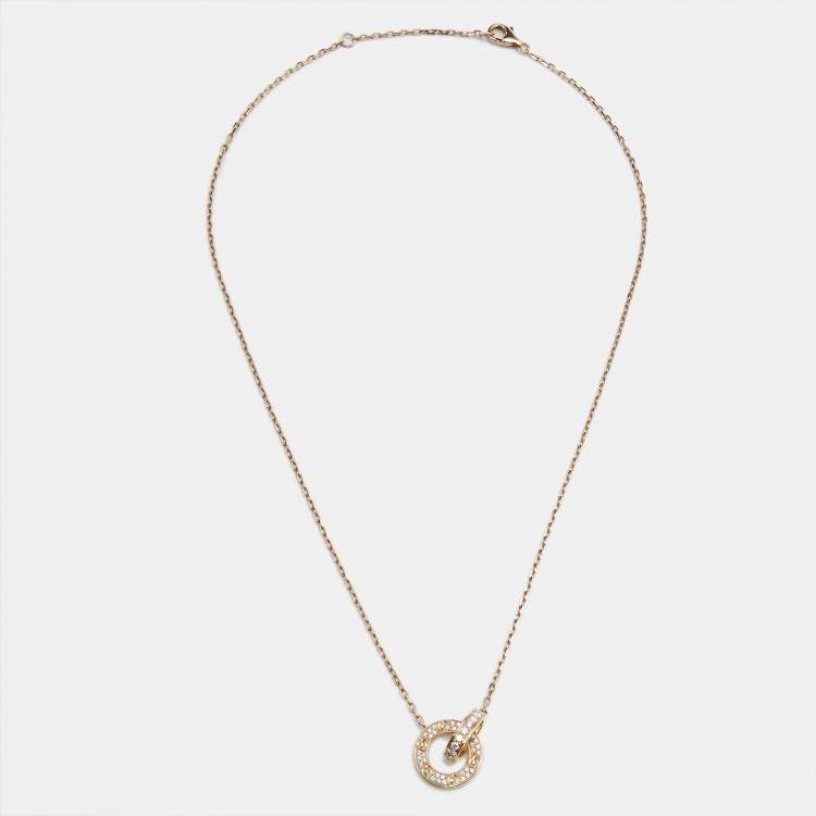 مملوكة مسبقًا Cartier Love Interlocking Diamonds 18k Rose Gold Necklace