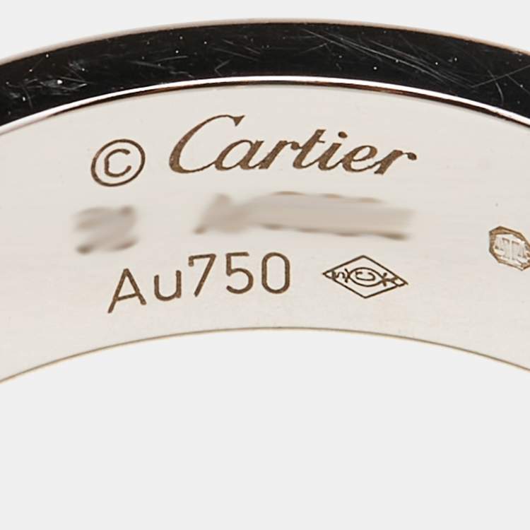 Pre Owned Cartier Love 3 Diamond 18k White Gold Ring Size 53