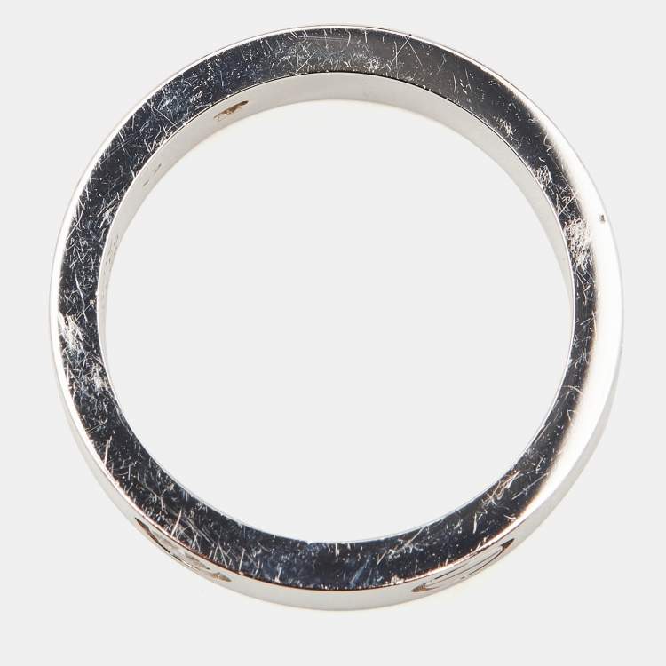 Pre Owned Cartier Love 3 Diamond 18k White Gold Ring Size 53