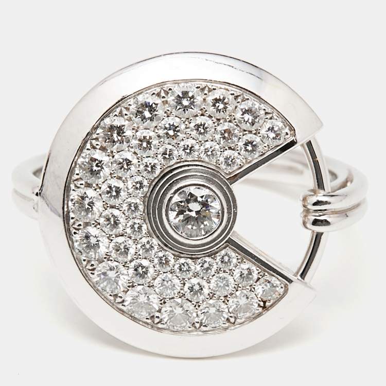 Pre Owned Cartier Amulette de Cartier Diamond 18K White Gold SM Ring