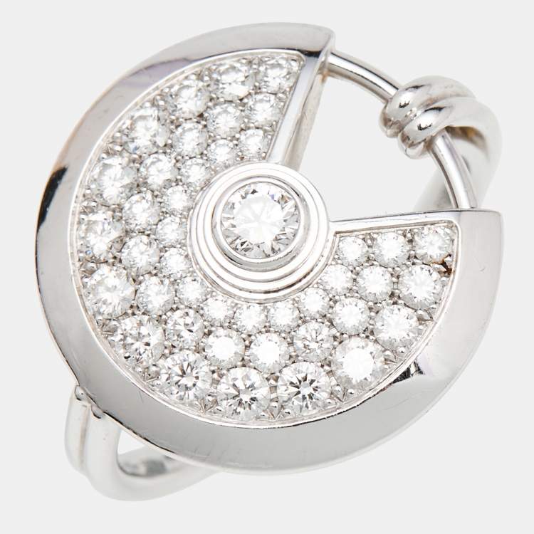 Pre Owned Cartier Amulette de Cartier Diamond 18K White Gold SM Ring