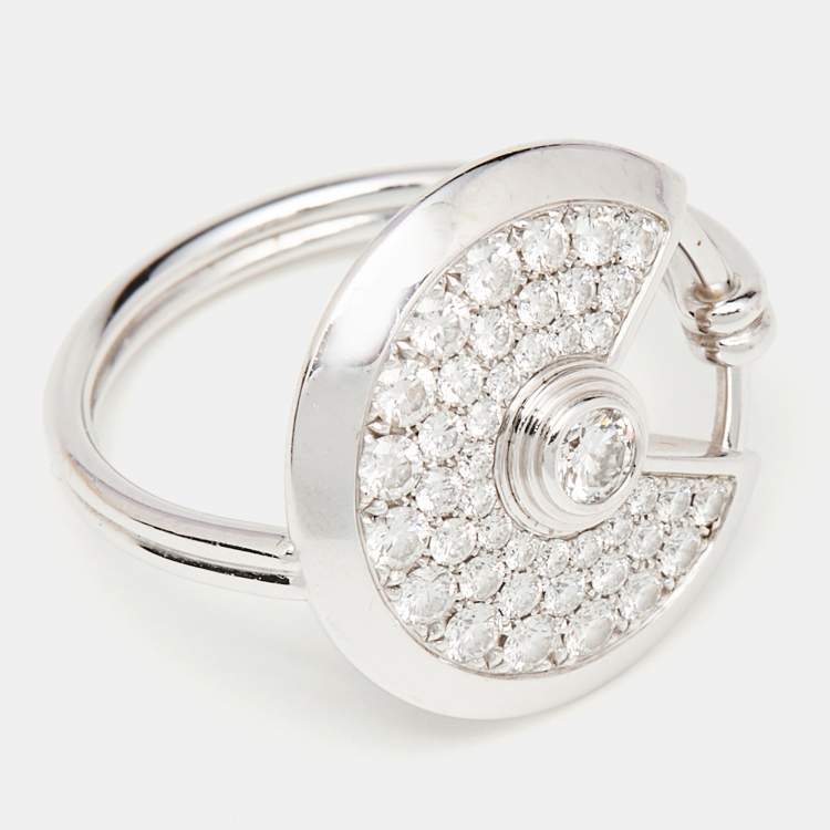 Pre Owned Cartier Amulette de Cartier Diamond 18K White Gold SM Ring
