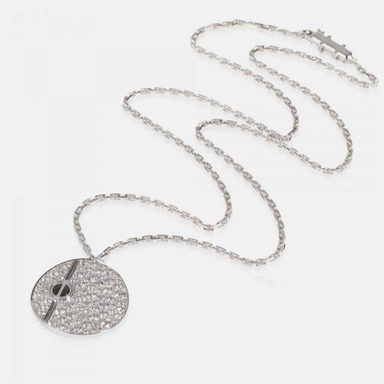 Pre Owned Cartier 18K White Gold and Diamond Love Pendant Necklace