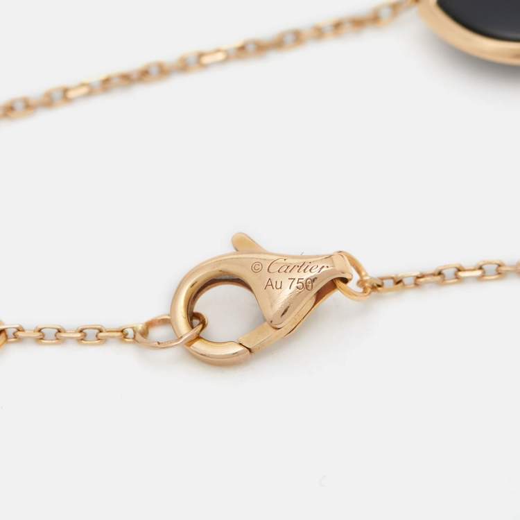 Pre Owned Cartier Amulette De Cartier Onyx Diamond 18k Rose Gold XS Model Bracelet