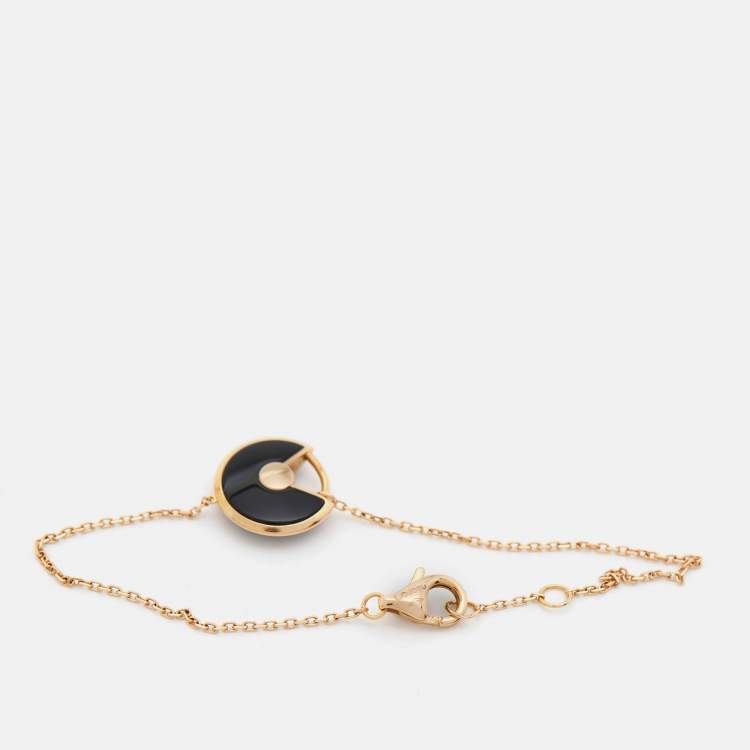 Pre Owned Cartier Amulette De Cartier Onyx Diamond 18k Rose Gold XS Model Bracelet