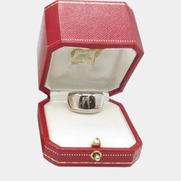 Pre Owned Cartier 18K White Gold Nouvelle Vague Band Ring EU 55