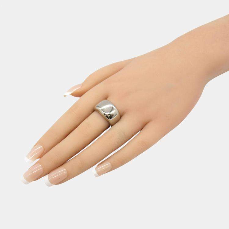 Pre Owned Cartier 18K White Gold Nouvelle Vague Band Ring EU 55