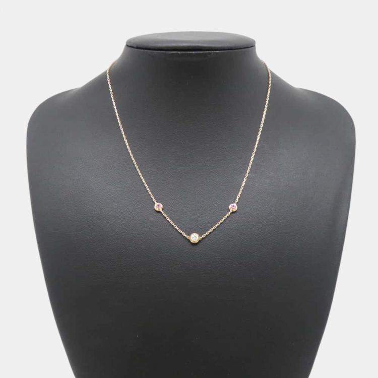 Pre Owned Cartier 18K Rose Gold, Diamond and Sapphire Diamant Chain Necklace