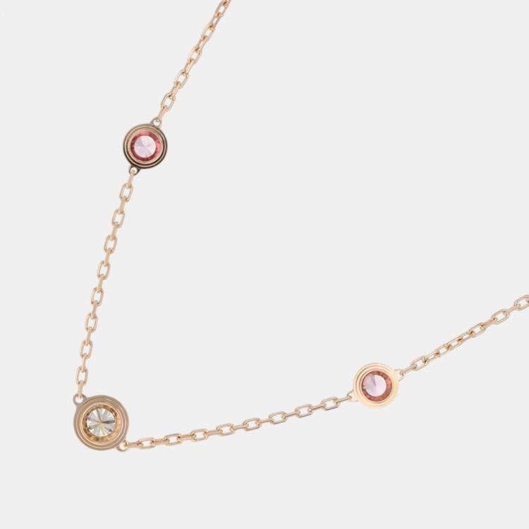 Pre Owned Cartier 18K Rose Gold, Diamond and Sapphire Diamant Chain Necklace
