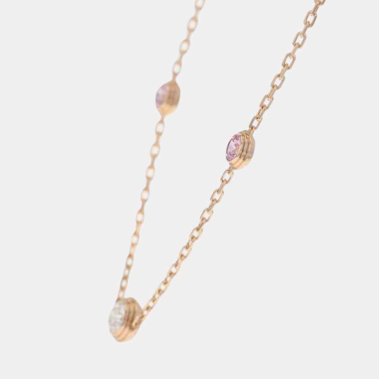 Pre Owned Cartier 18K Rose Gold, Diamond and Sapphire Diamant Chain Necklace