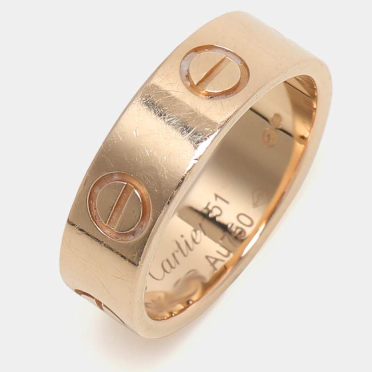 Pre Owned Cartier Love 18K Rose Gold Narrow Wedding Band Ring Size 51